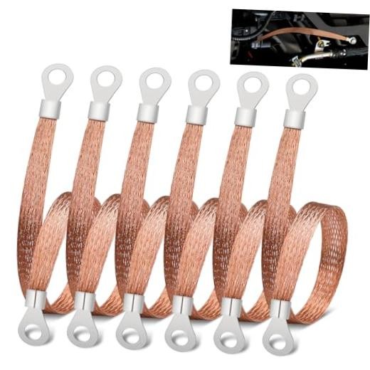 6 PCS Universal Automotive Braided Copper Ground Copper Braided 6 Pcs 12 Inch