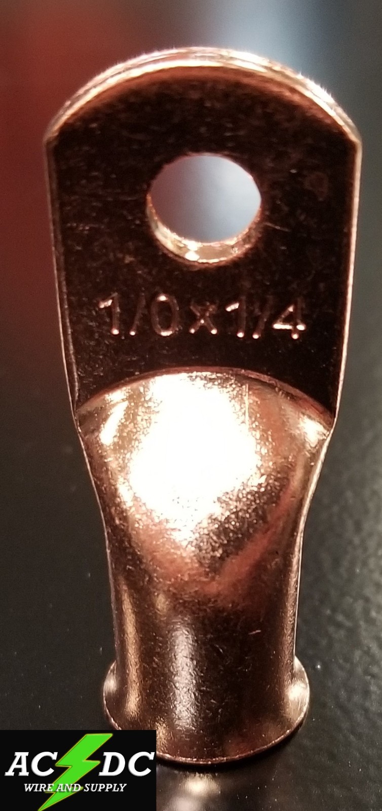 1/0 gauge Ring 1/4 Hole Terminal BATTERY Lug Bare Copper Un-insulated AWG (1)