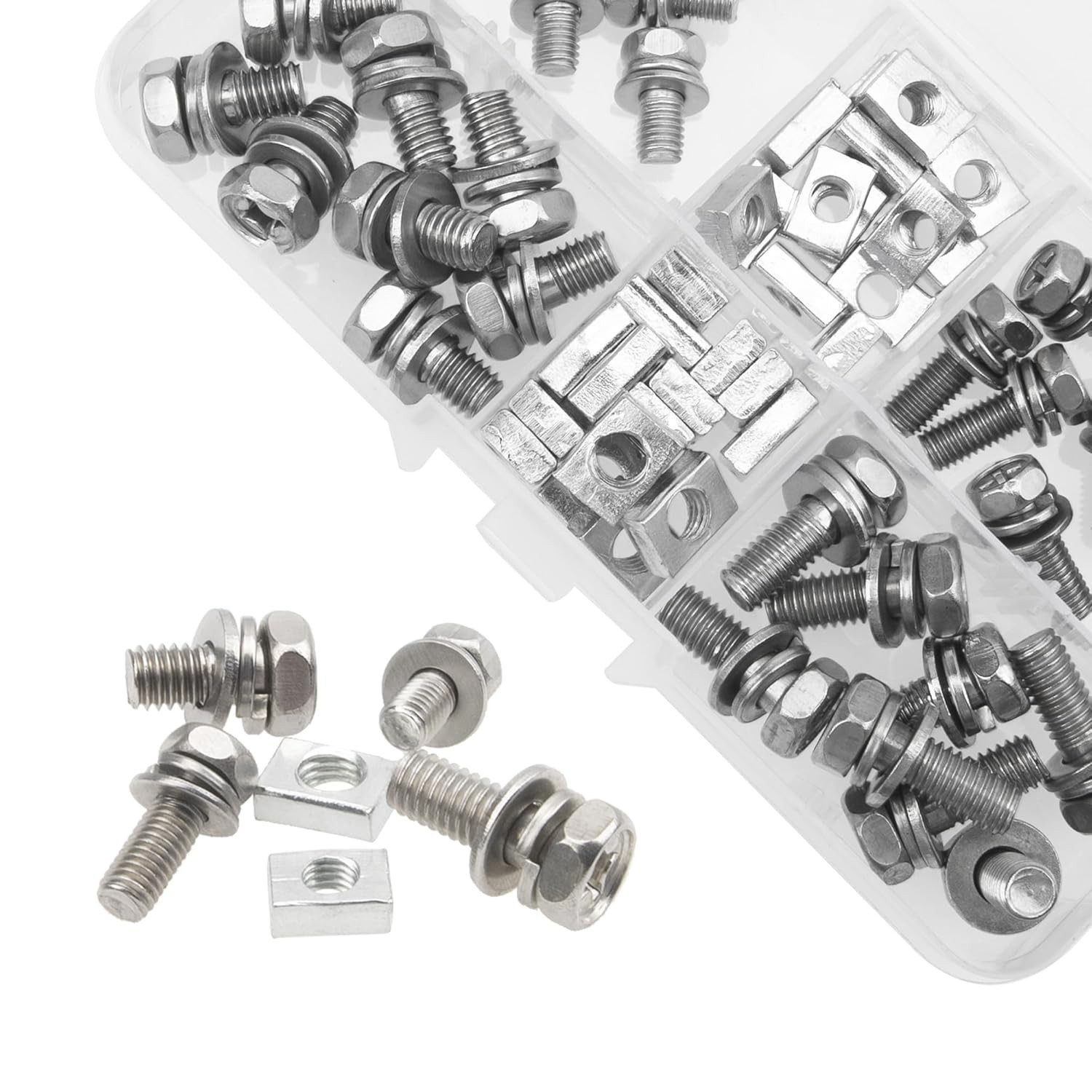 64Pcs Motorcycle Battery Terminal Bolt Kit M5 M6 Square Nut Screw Set Stainless