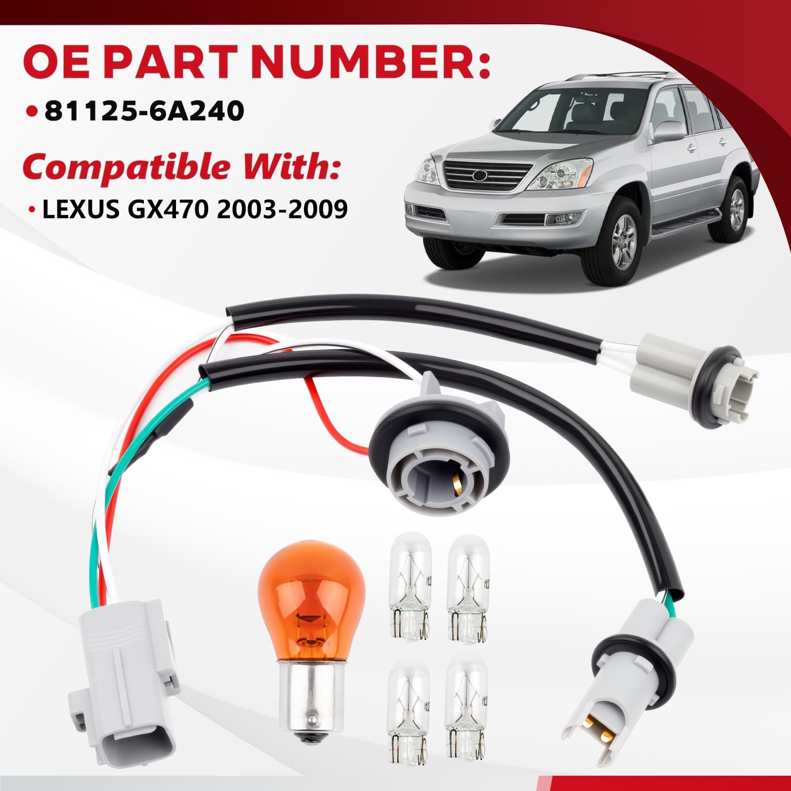 Headlight Lamp Wire Harness, Turn Signal Light Socket Compatible with Lexus