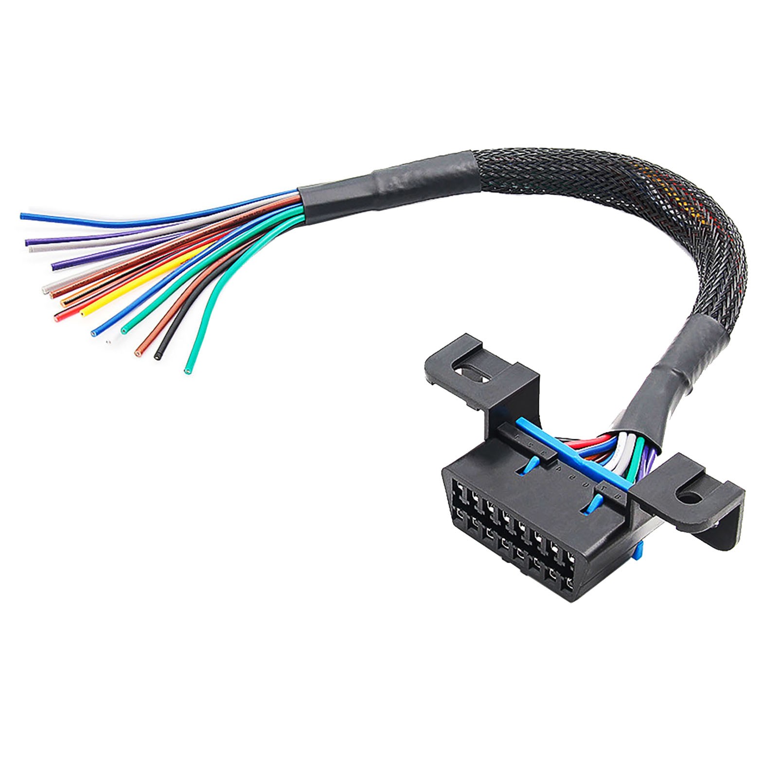 16 Pin OBD2 Female Connector to Open Cable Dash Port Pigtail Fixed Wire Harne