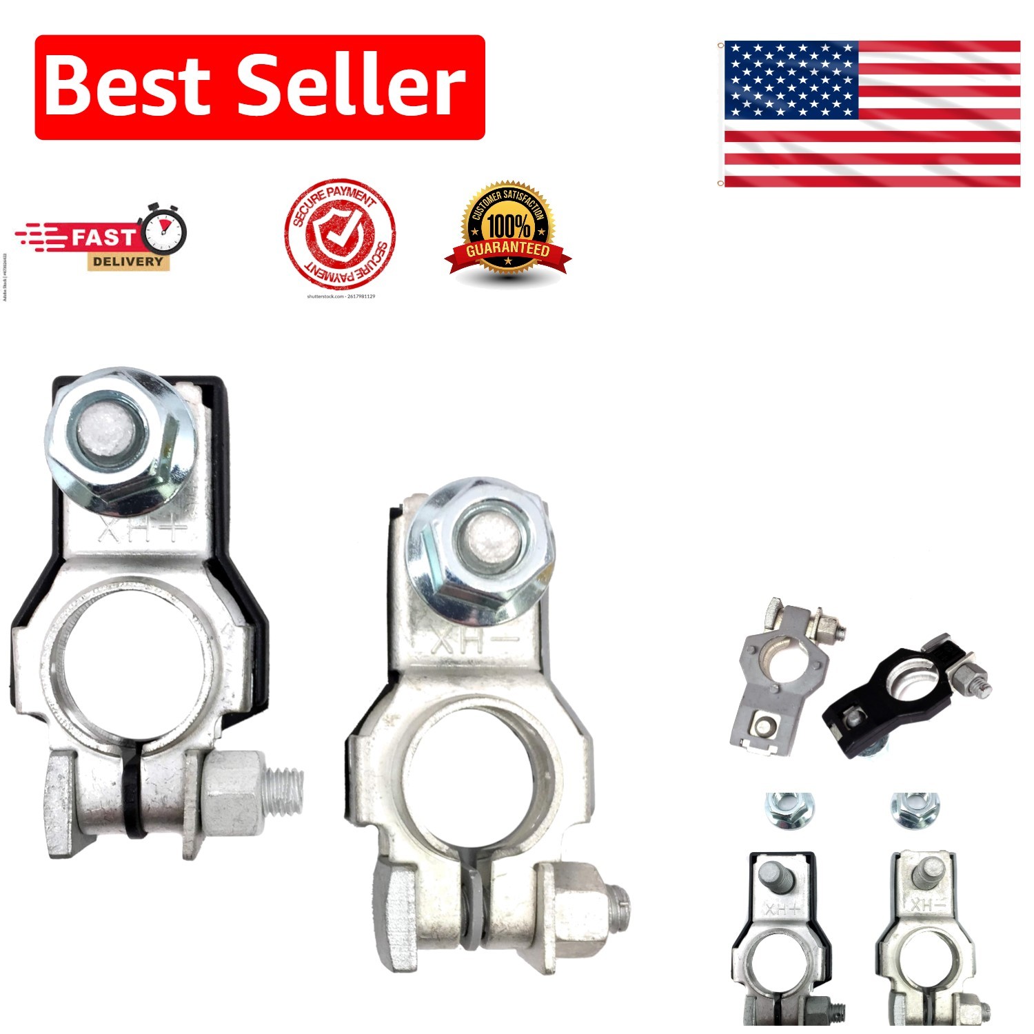 OEM Positive & Negative Battery Terminal Set for 50+ Car Models – Easy Install