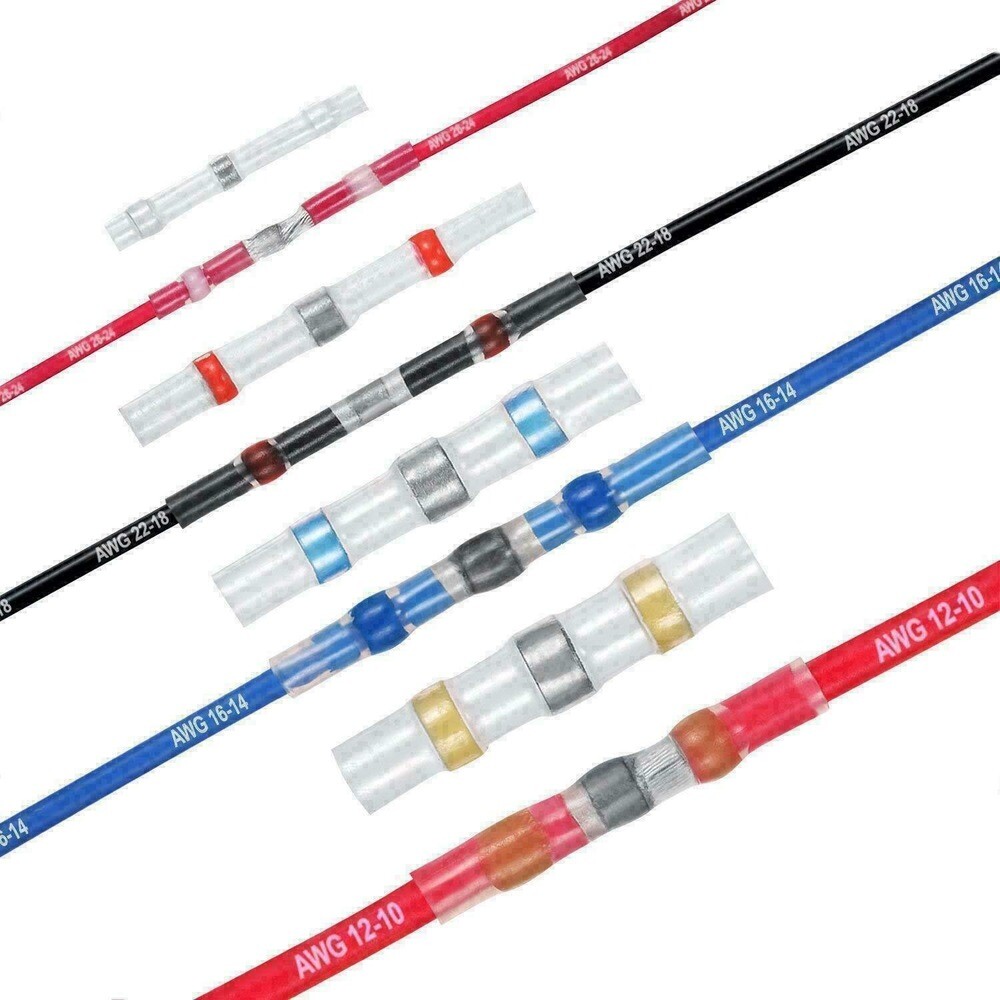250Pcs Waterproof Solder Seal Sleeve Heat Shrink Butt Wire Connectors Terminals