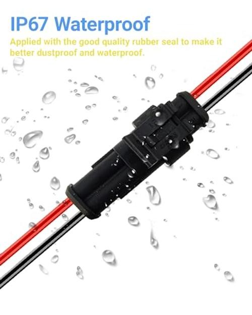 14 AWG Waterproof Connector, 2 Wire Automotive Waterproof Electrical 2 Pin 3