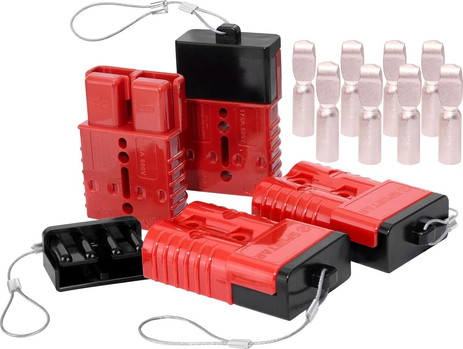 Wire Connector 2-4 AWG Wire 175A Plug 12-36V Battery Connect Plug, 4Pcs- Red