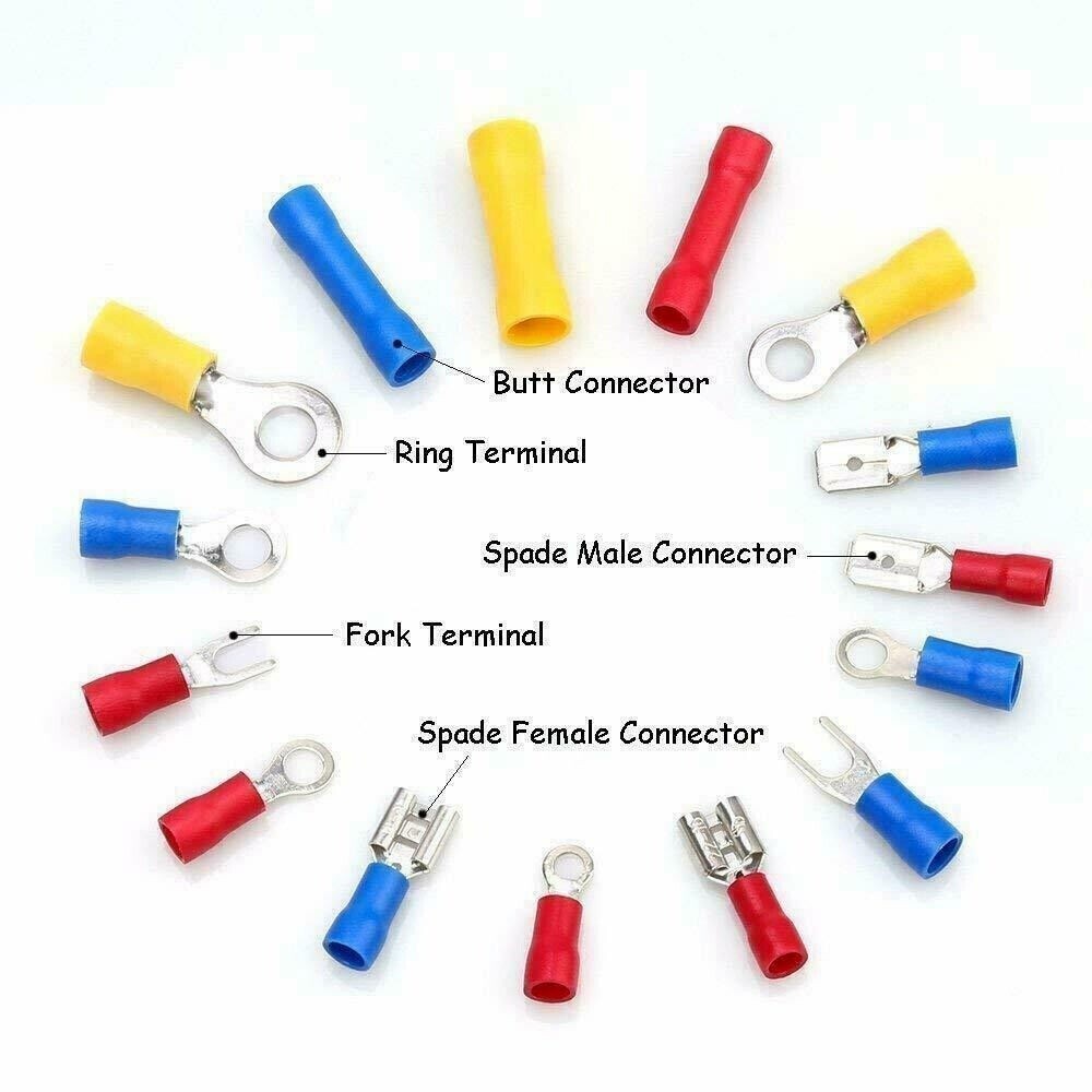 Assorted Insulated Electrical Wire Terminals Crimp Connectors Spade Kit US