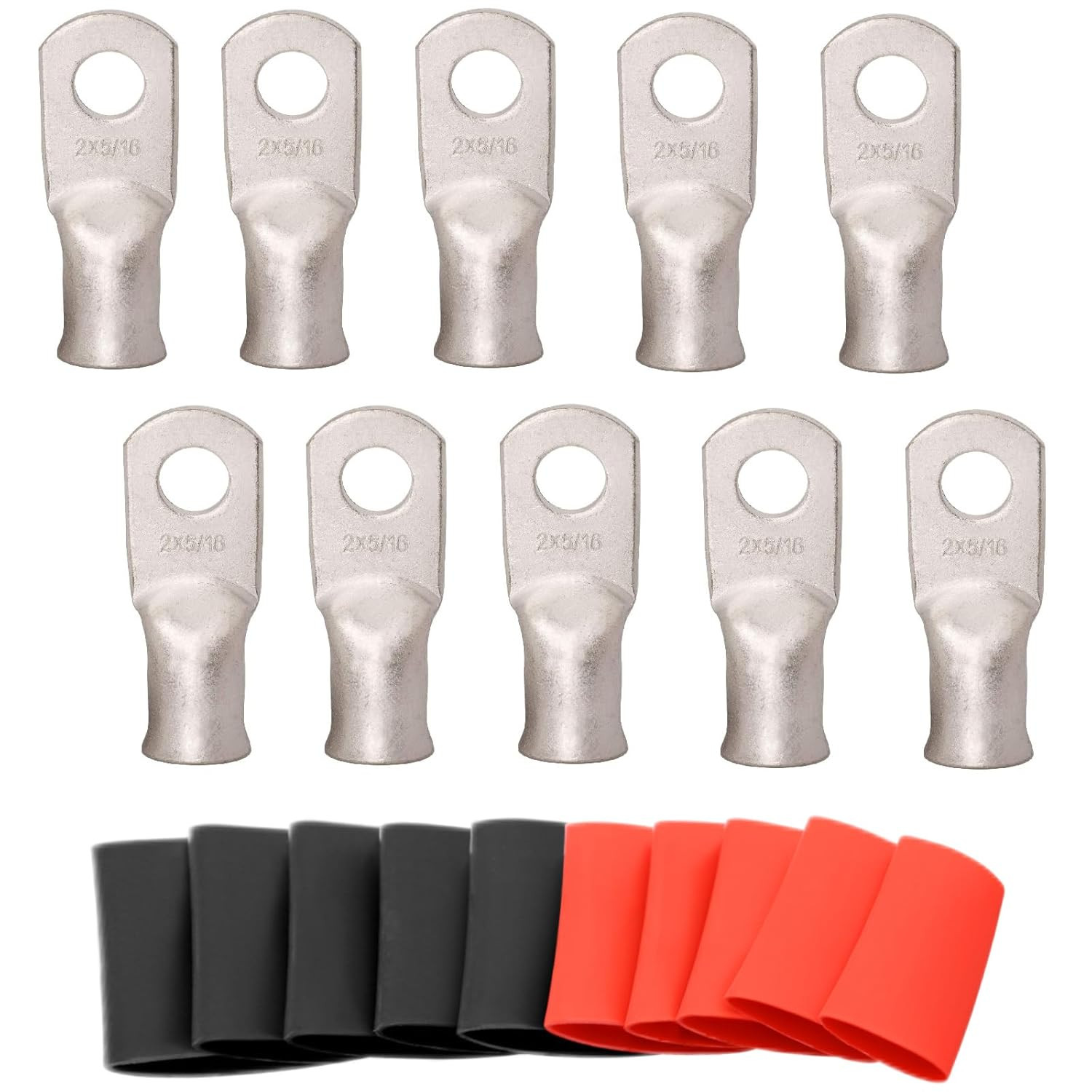 SVAAR 10Pcs 2 AWG – 5/16” Tinned Copper Cable Lugs Wire Lugs UL Listed 2 Gauge