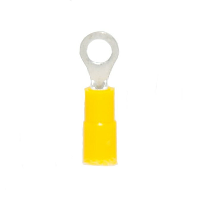MVP 100 Yellow 24-20 AWG Gauge Vinyl Insulated Ring Terminals #4 Stud