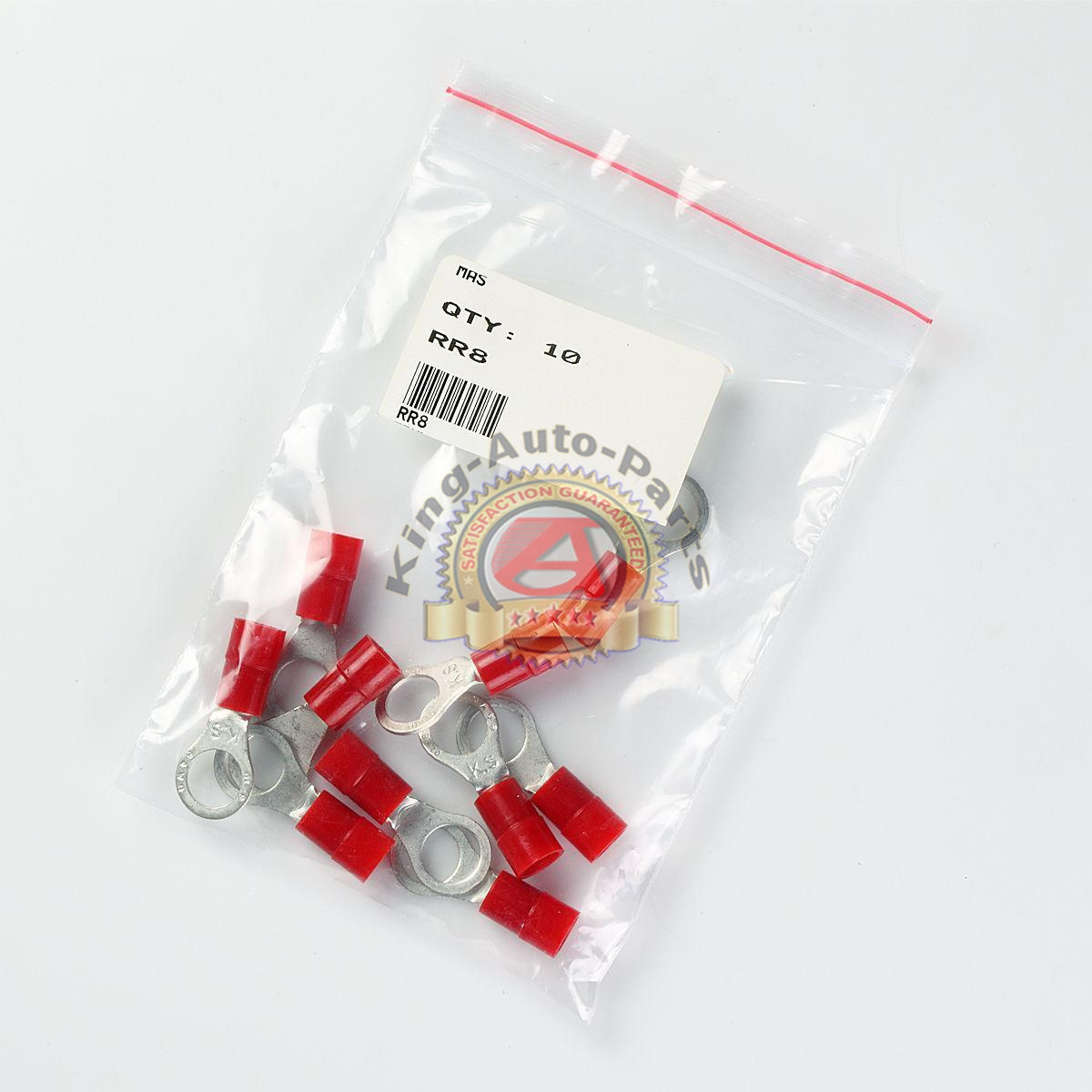 10 Pack Car Ground Wire Ring Terminals Vinyl Red 8 Gauge AWG Ga 3/8”Connectors