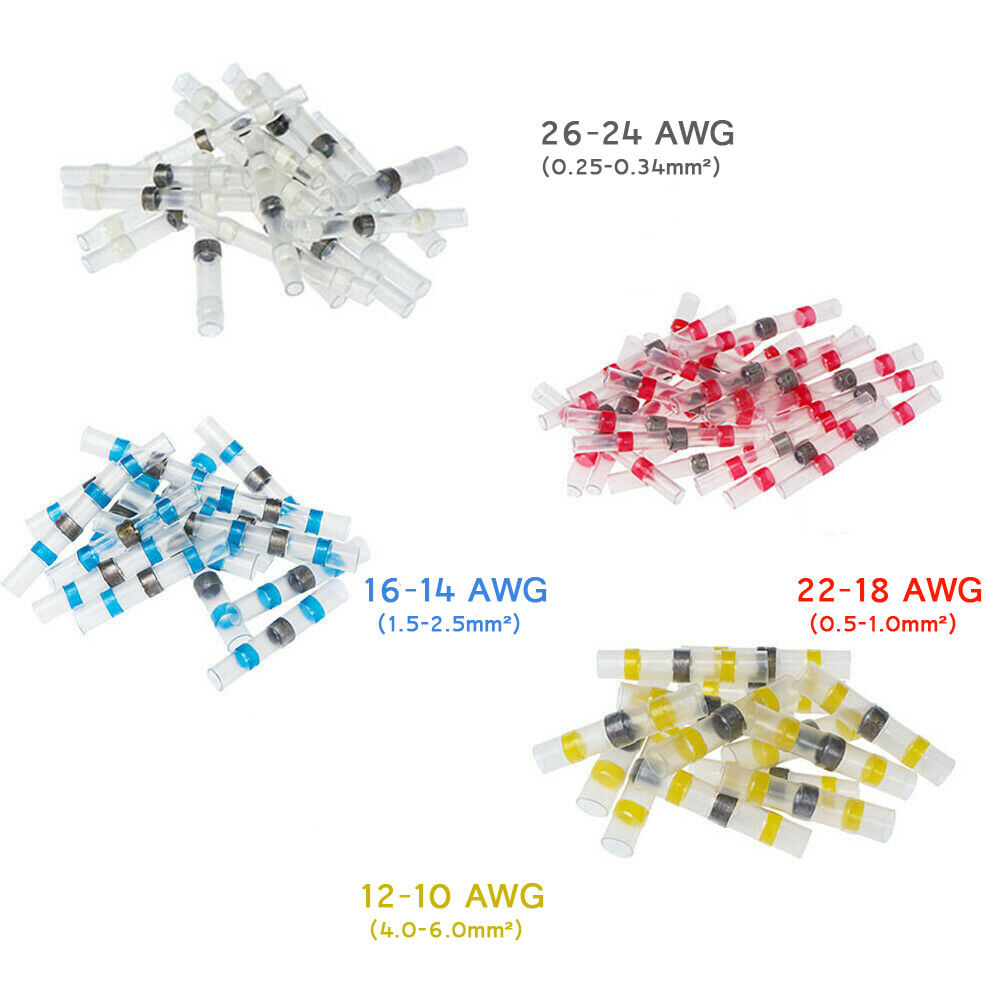 400pcs Solder Seal Sleeve Heat Shrink Wire Butt Terminals Connectors Waterproof