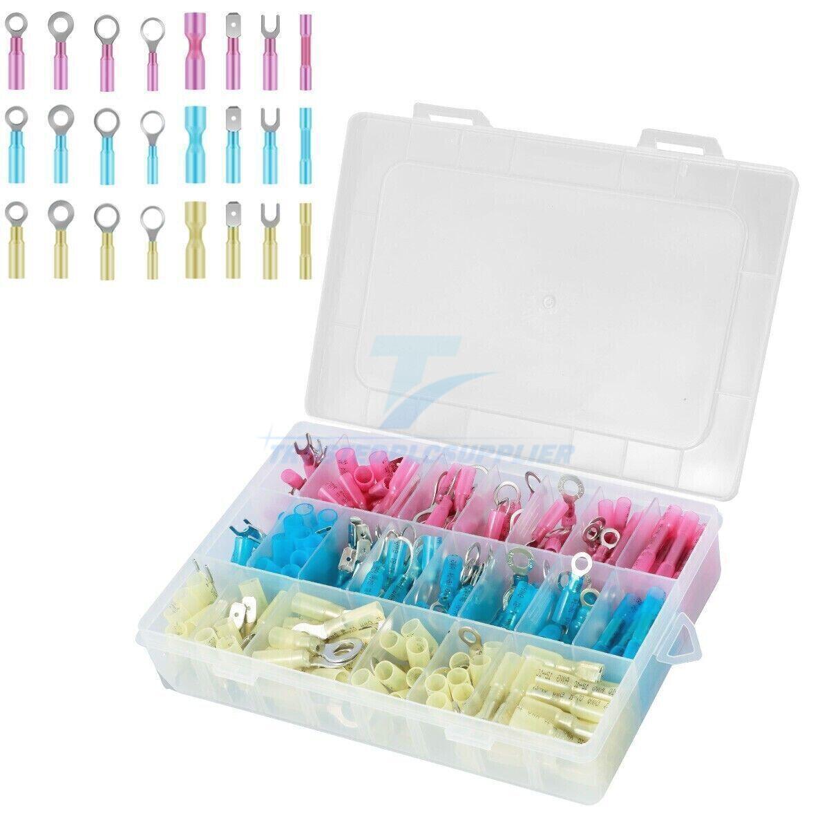 250x Heat Shrink Wire Connectors Electrical Ring Fork Spade Crimp Terminals Kit