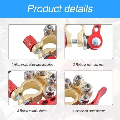 2PCS 4 Way Car Battery Terminal Clamp Connectors Quick Release Disconnect Tool