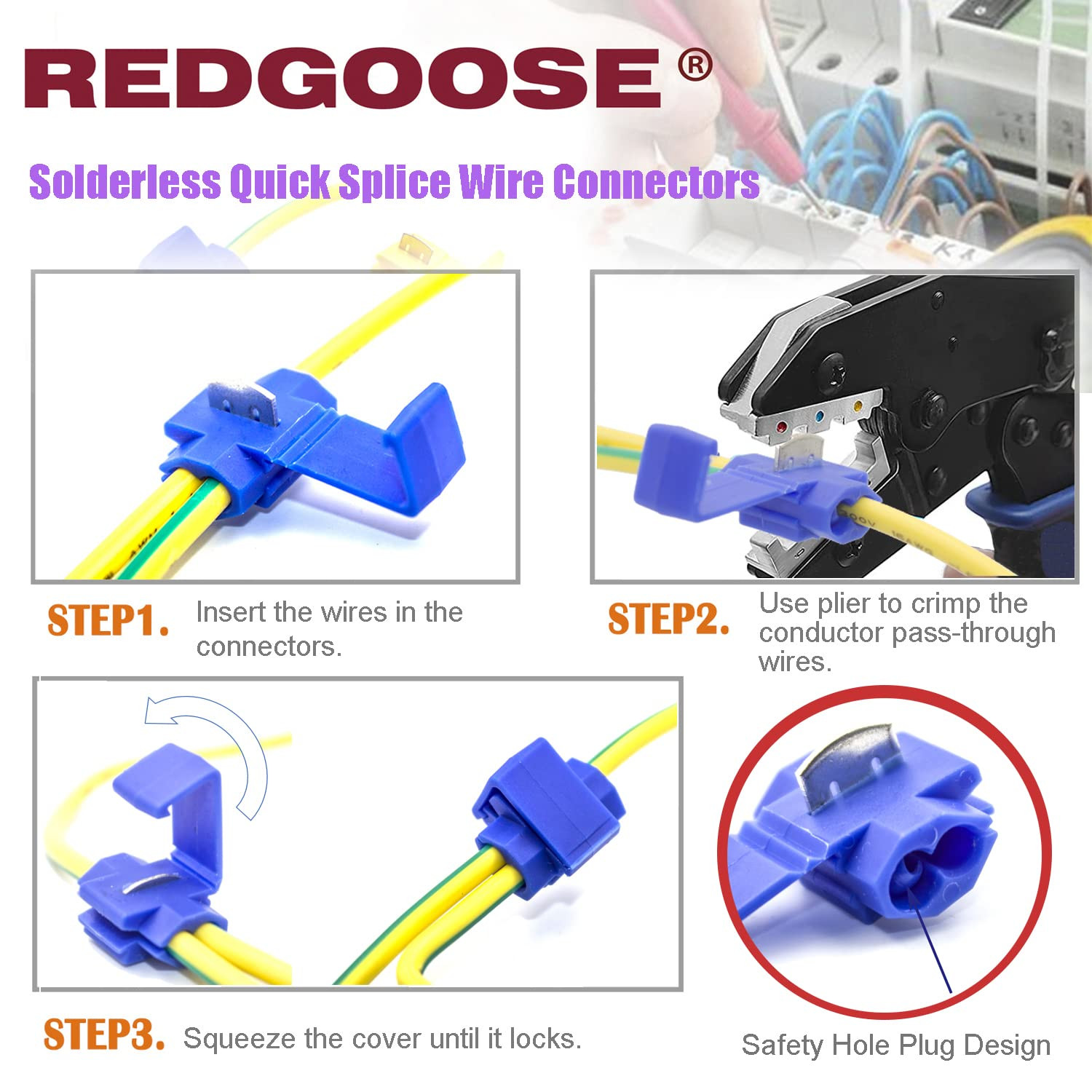 100PCS Solderless Quick Splice Wire Connectors, 18-14 AWG Lock Snap Electrical