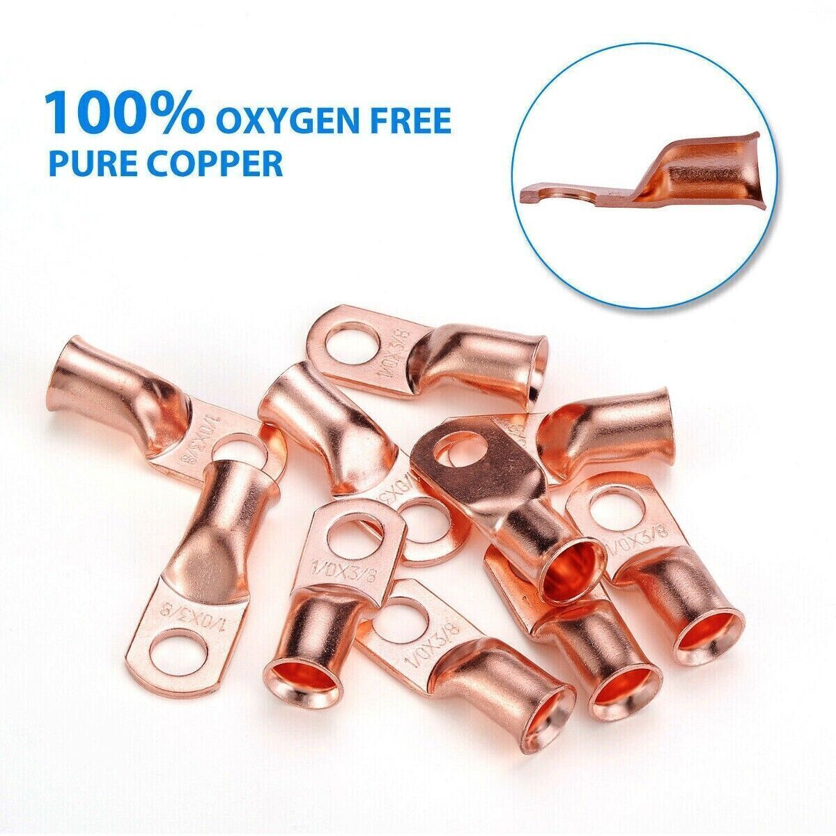 1/0 AWG Gauge Copper Cable Lugs BLACK & RED Heat Shrink Ring Terminals/Tool