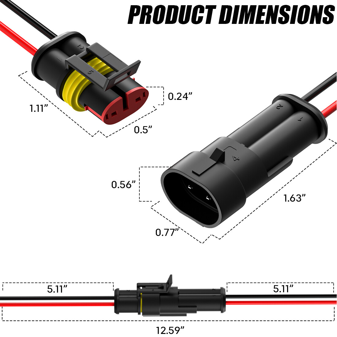 10sets Waterproof Electrical Connector Plug Car 2/3/4Pin Male & Female Wire