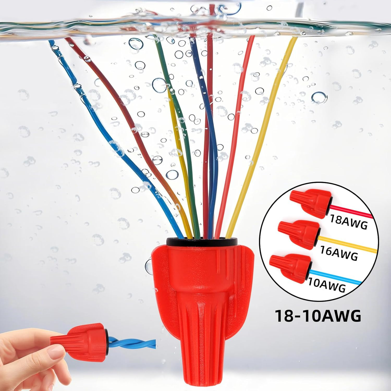 50 PCS Waterproof Wire Connectors 18-10AWG Silicone-Filled Waterproof Wire Nuts