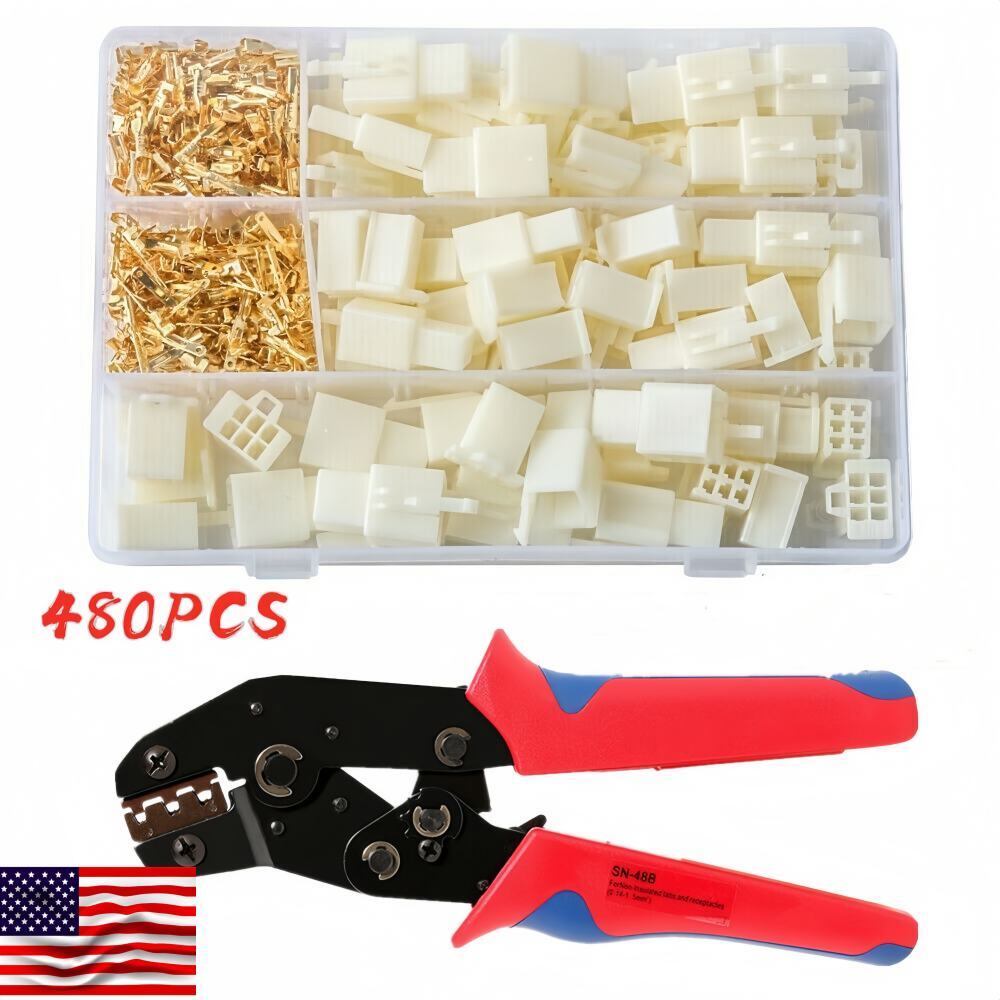 480Pcs Motorcycle Car Electrical 2.8mm 2/3/4/6 Pin Wire Connectors Terminals Kit
