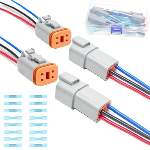 2 Kit Deutsch DT 4 pin Grey Male Female Wiring Harness Deutsch 2Set Grey 4Pin