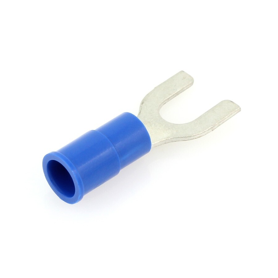 Vinyl Insulated Blue Spade Terminal 16-14 Gauge 1/4″ Stud – USA – 100 Pack