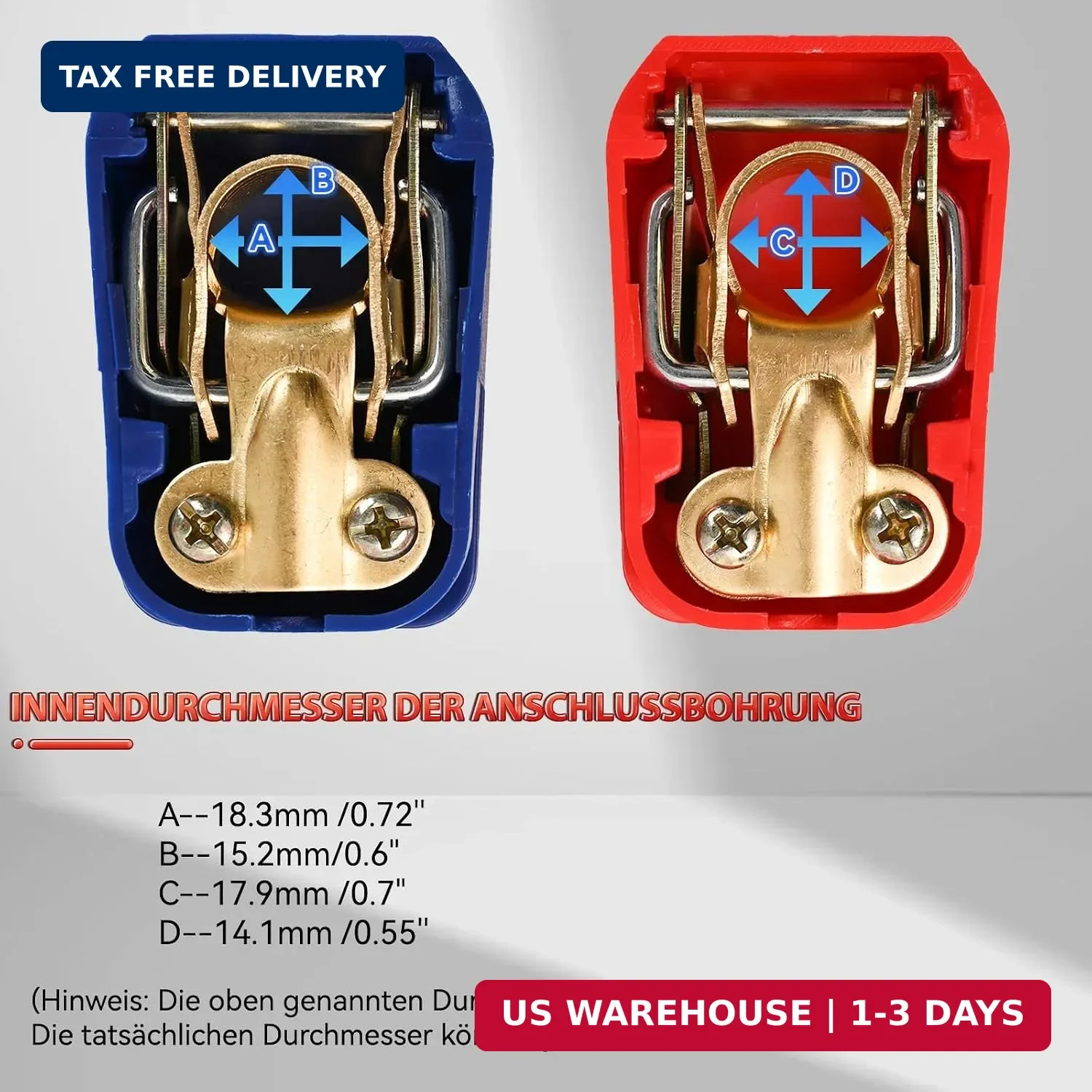 12V Battery Terminal Connectors Clamps Quick Release Positive Negative Heavy Dut