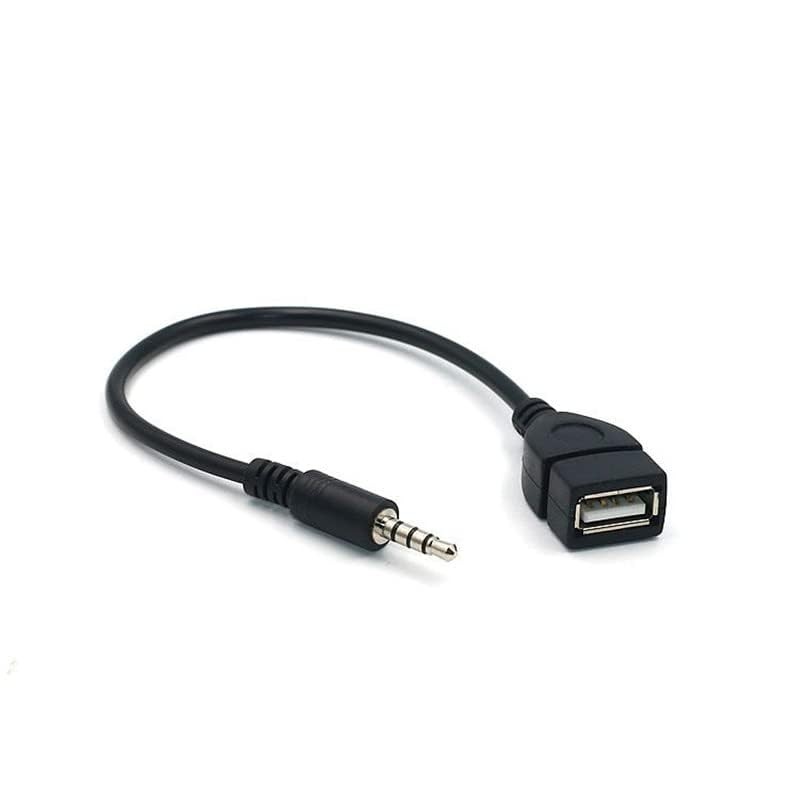 BUBUCAM 3.5mm AUX Audio Plug to USB A Female Car Adapter Cable Black