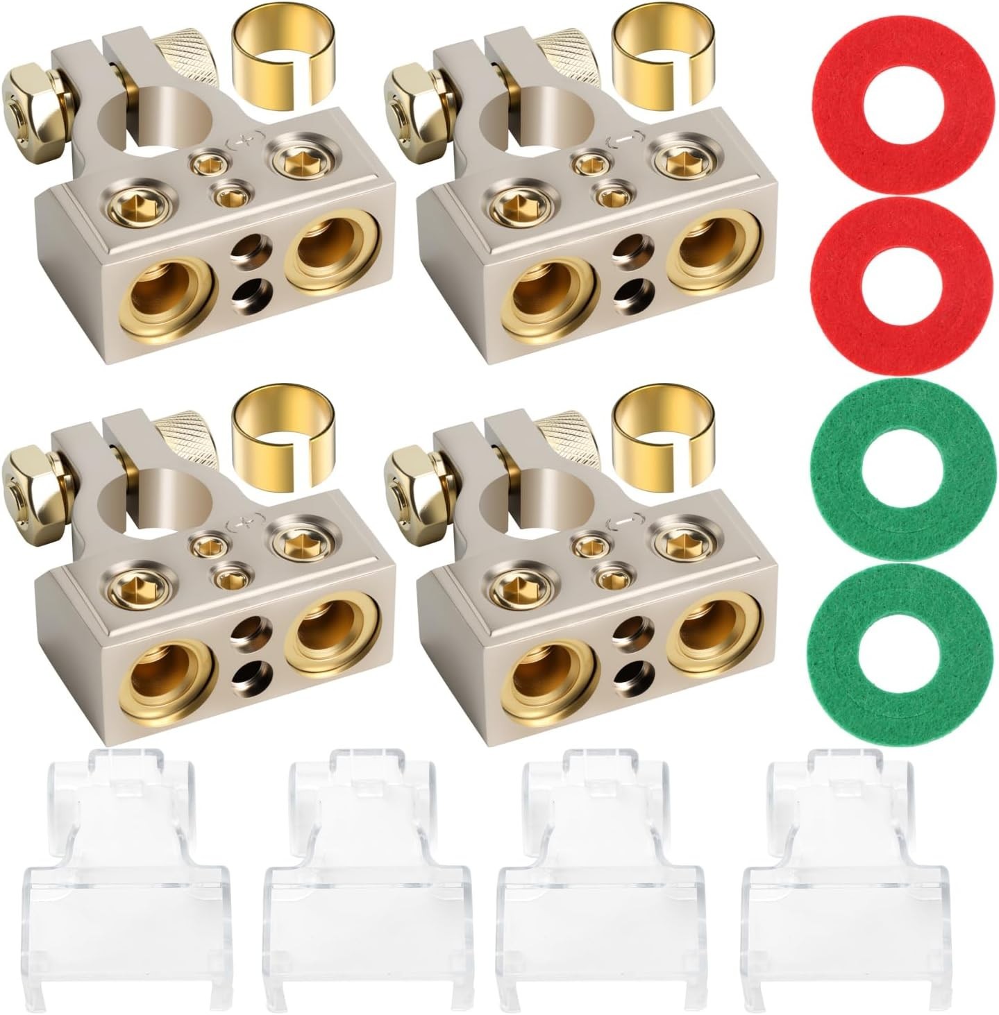 Battery Terminal Connectors, 0/2/4/6/8/10 AWG Terminals, Car Batter (4 Pack)