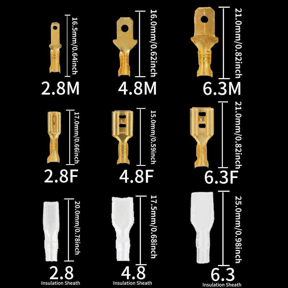 900X Assortment Terminals Kit Electrical Wire Crimp Connectors Male Female Spade