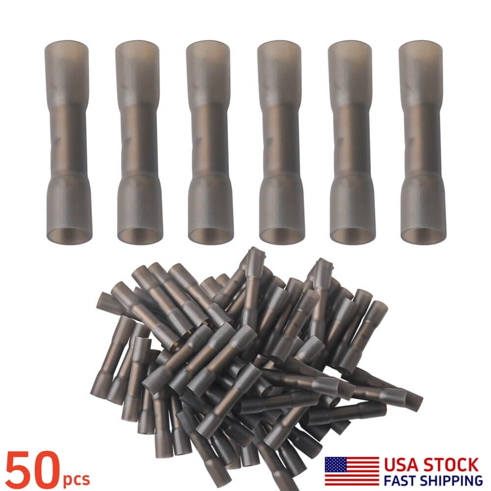 50pcs Waterproof Gauge 14-12AWG Wire Heat Shrink Butt Connector Splice Terminal