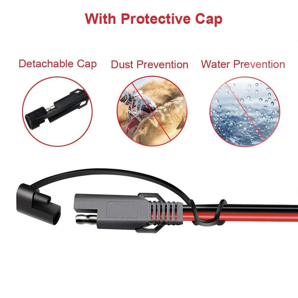 SAE to SAE Extension Cable 3 Pack 3 Feet 18 AWG 2-Pin Quick Release 12-24V