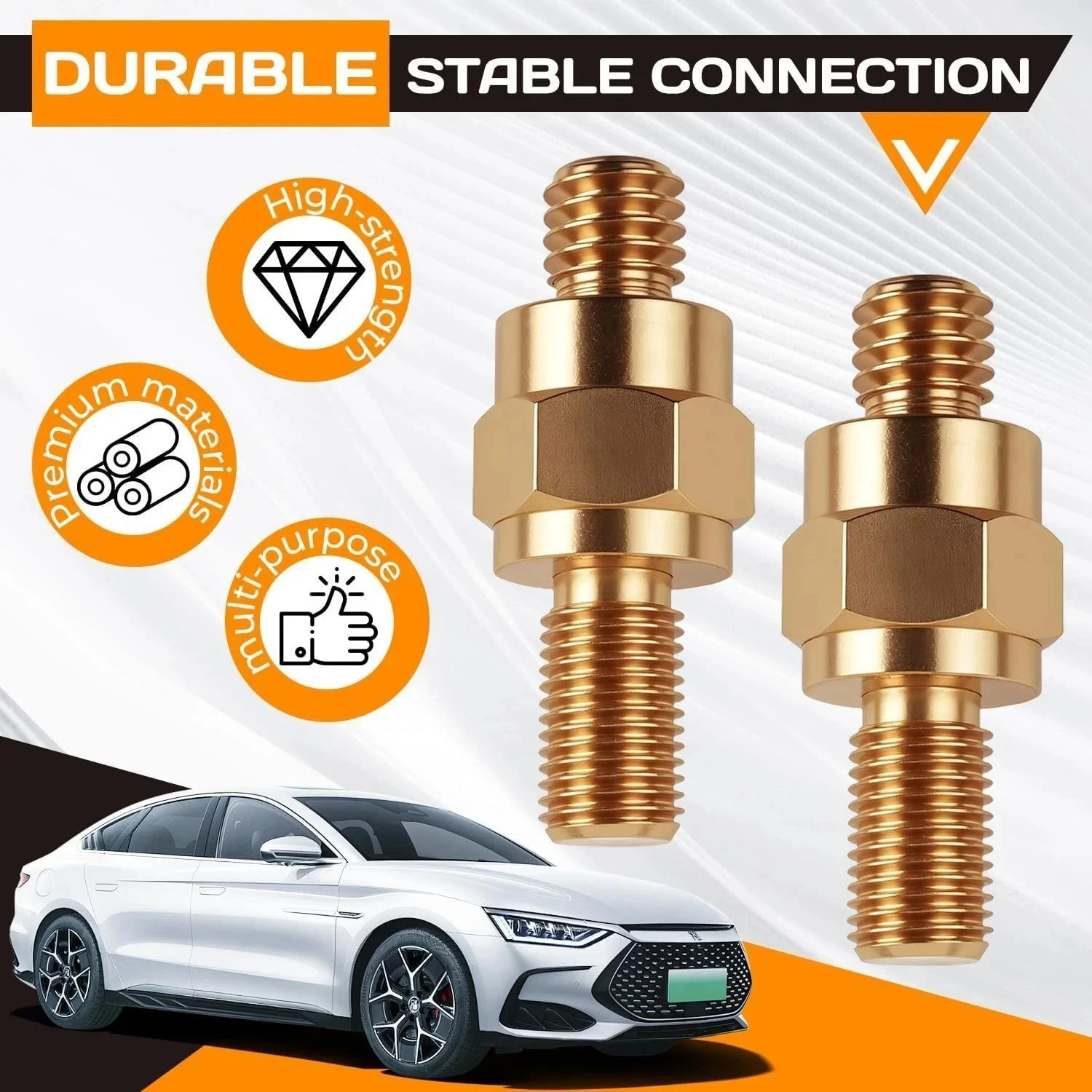 2 Set Side Post Battery Terminal Extension Bolt with Nuts,3/8″-16 Coarse and 3/8