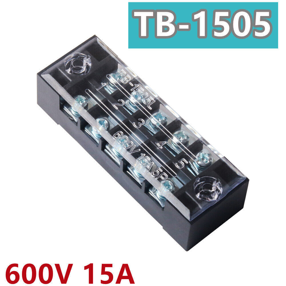 5 Set 5 Positions Dual Rows 600V 15A Wire Barrier Terminal Blocks Strip 5P USA