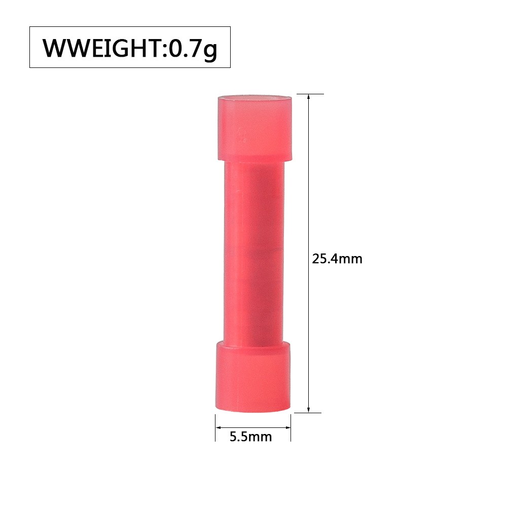 22-18 AWG GA Wire Seamless Nylon Butt Connectors Crimp Wire Terminal 100pcs