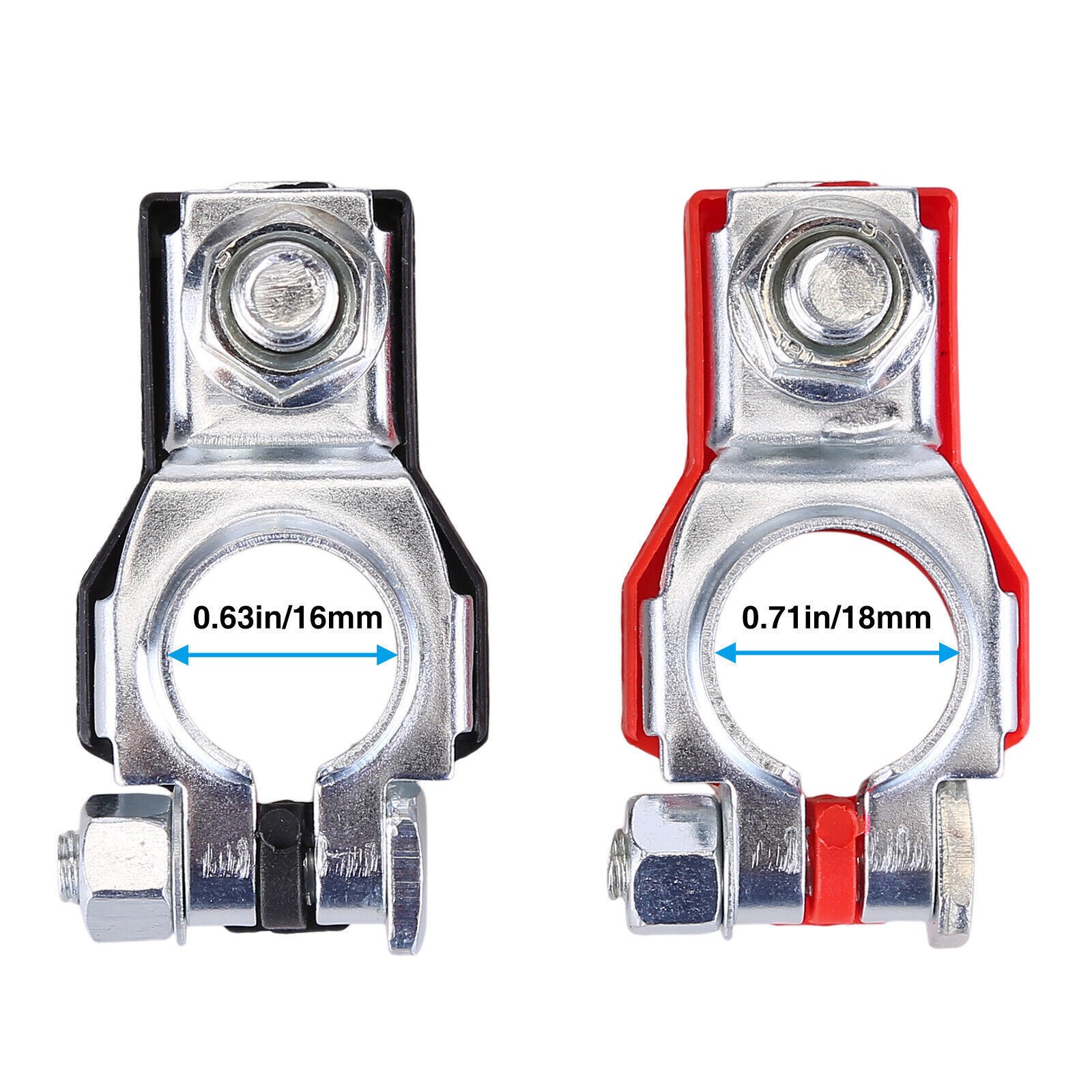 2 CAR BATTERY TERMINAL CONNECTOR TOP POST POSITIVE NEGATIVE HEAVY DUTY UNIVERSAL