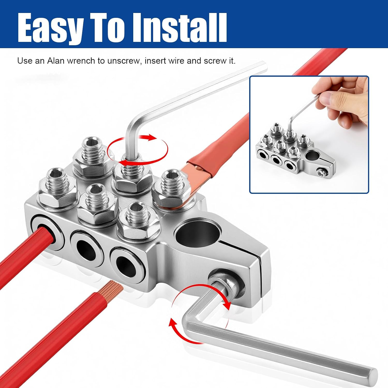 Battery Terminal Connectors, 8AWG up to 4/0(XL) AWG Gauge, 12-Way Battery Termin