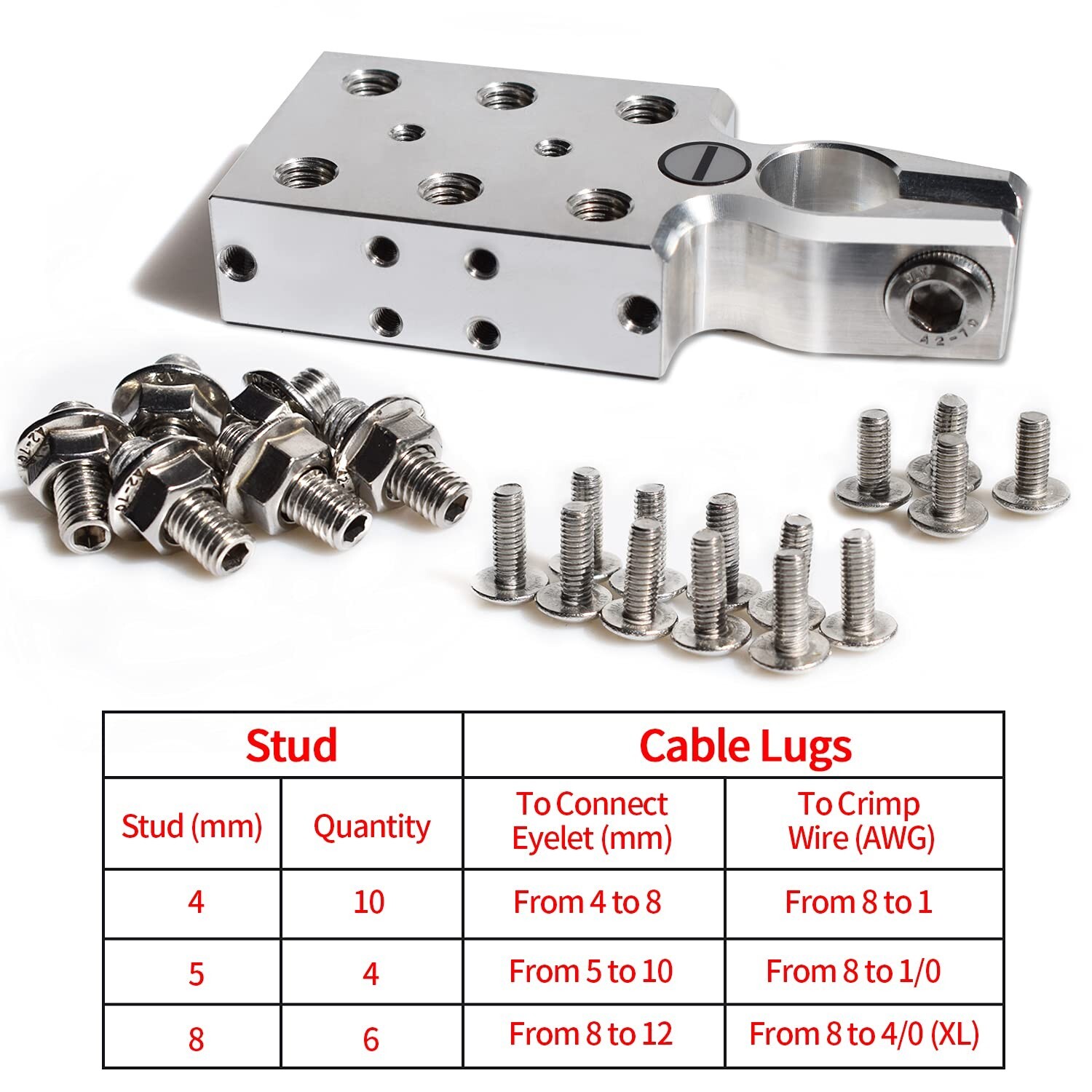 Vgate 20-Stud AGM Battery Post Terminal to Connect 8AWG up to 4/0(XL) Gauge Wire