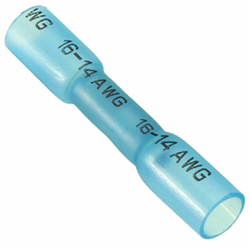 1000pcs Blue AWG Heat Shrink Butt Wire Connectors Crimp Terminals 14-16 Gauge US