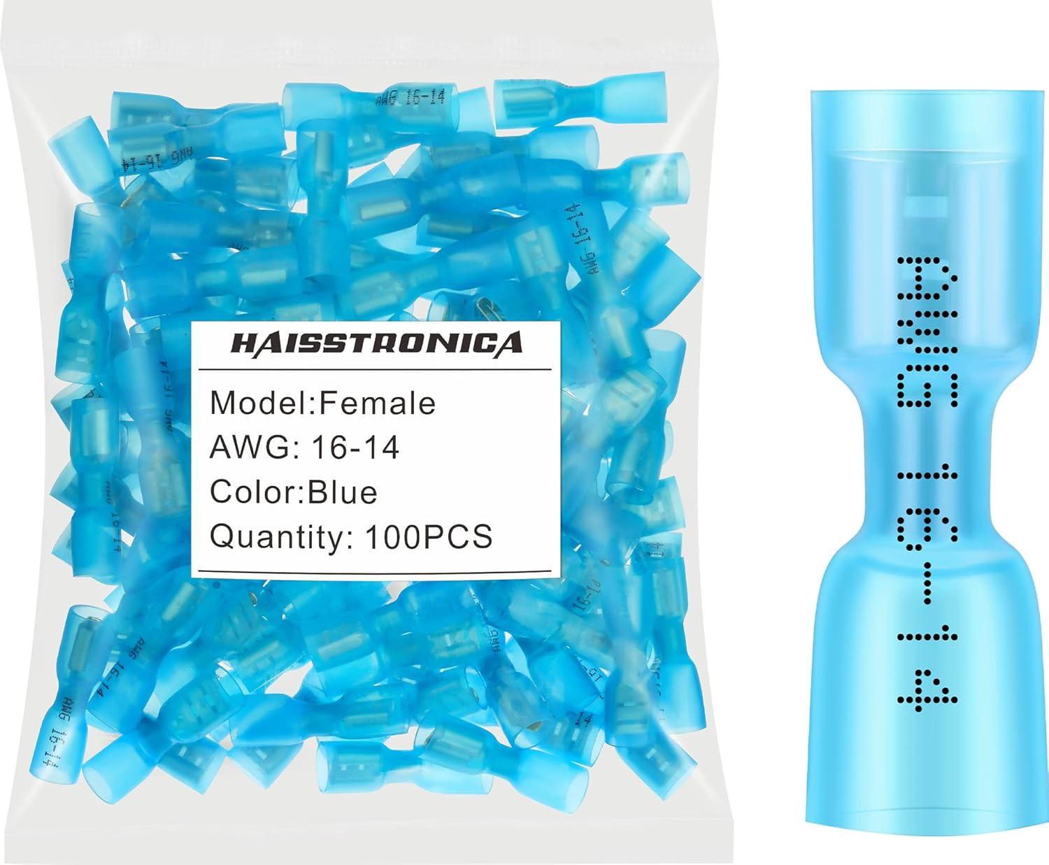 100Pcs Marine Heat Shrink Female Spade Connectors 16-14 Gauge