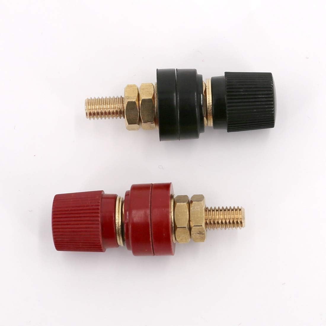 Battery Terminal Copper M10 3/8” Stud Power Junction Red Black 2Pcs