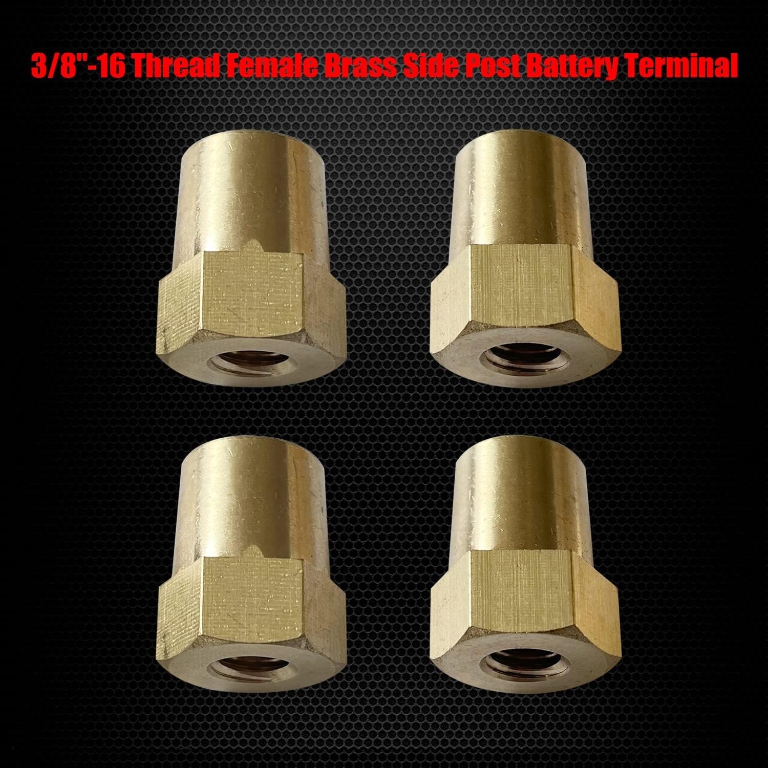 Battery Terminal Adapter 3/8″-16 Female Brass Post Extension Studs (4 Pack)