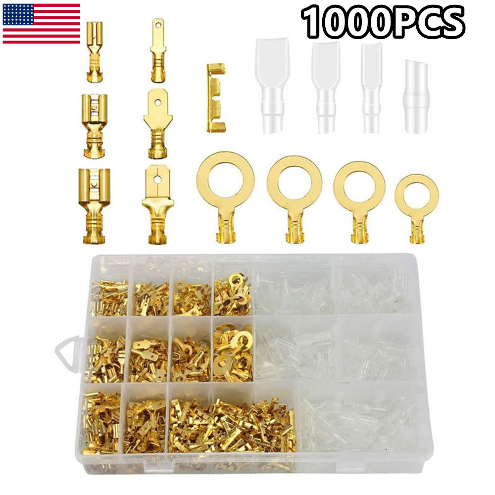 1000pcs Assortment Spade Male Female Terminals Electrical Wire Crimp Connectors