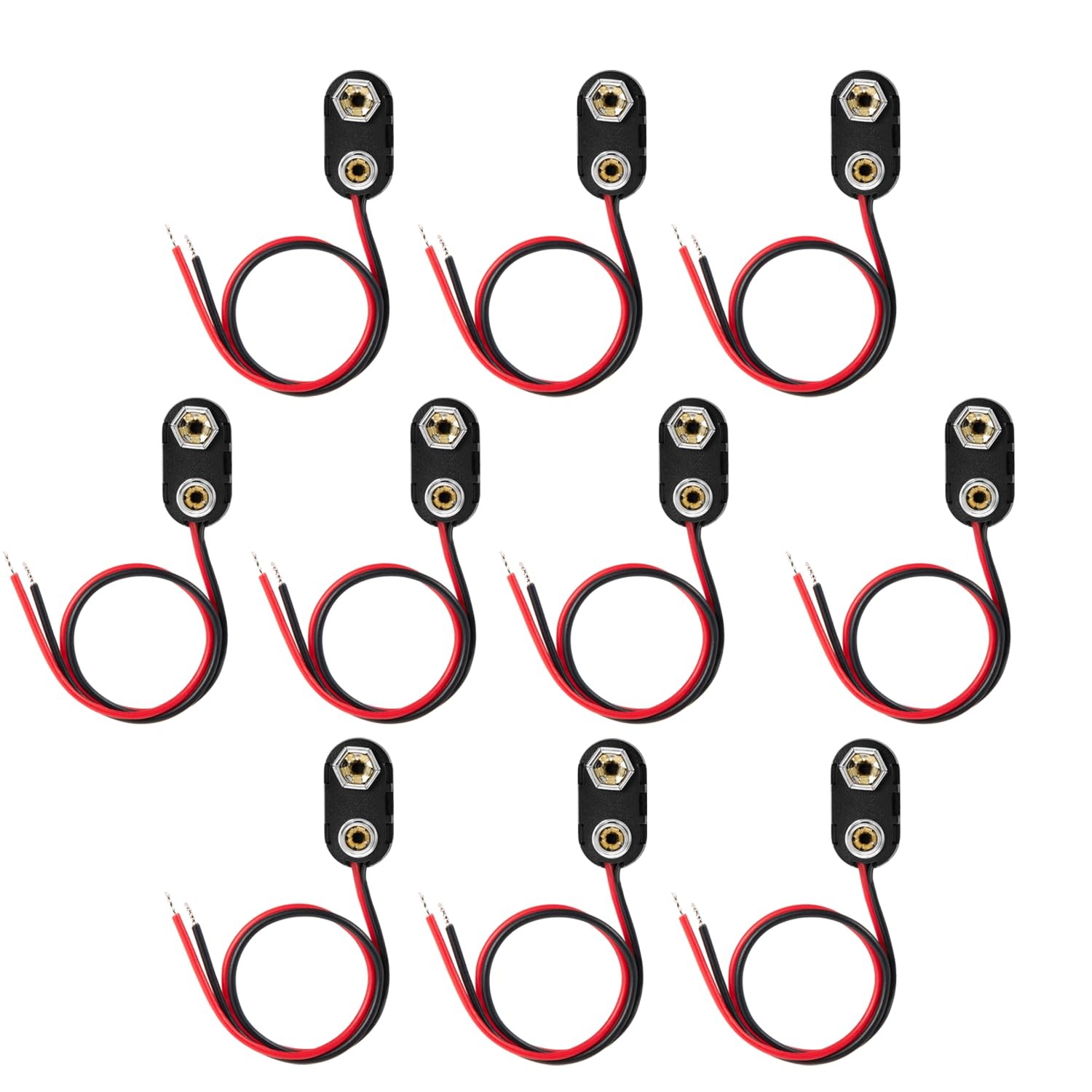 UL Wires 10Packs 9V Battery Connector Clip with Leads Wires Harness Holder I-Typ