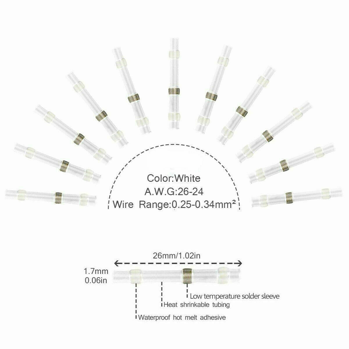 Heat Shrink Wire Connectors kit Solder Seal Sleeve Butt Terminals Waterproof Set
