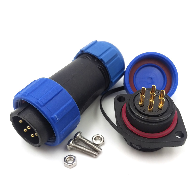 SP21 15A 7Pin Waterproof Connector,Electrica Wire Cable Connector Plug Socket