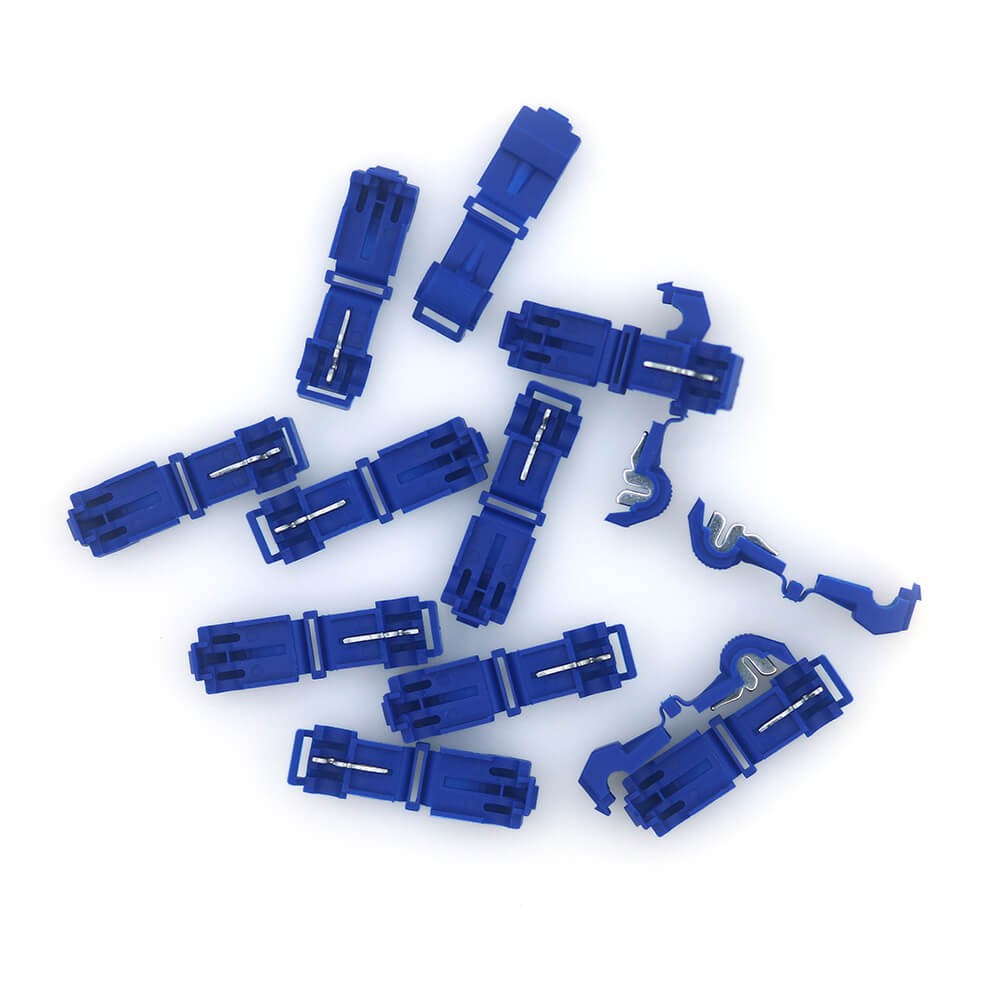 100PCS Blue T-taps 16-14 AWG Electrical Wire Connectors Splice Tap In Terminals