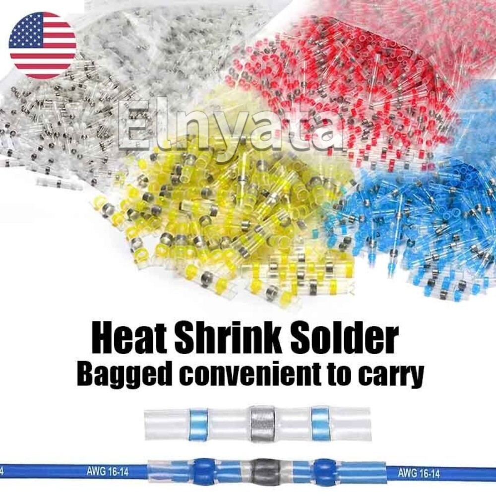 HEAT SHRINK SOLDER SEAL BUTT WIRE CONNECTOR SPLICE TERMINAL WATERPROOF