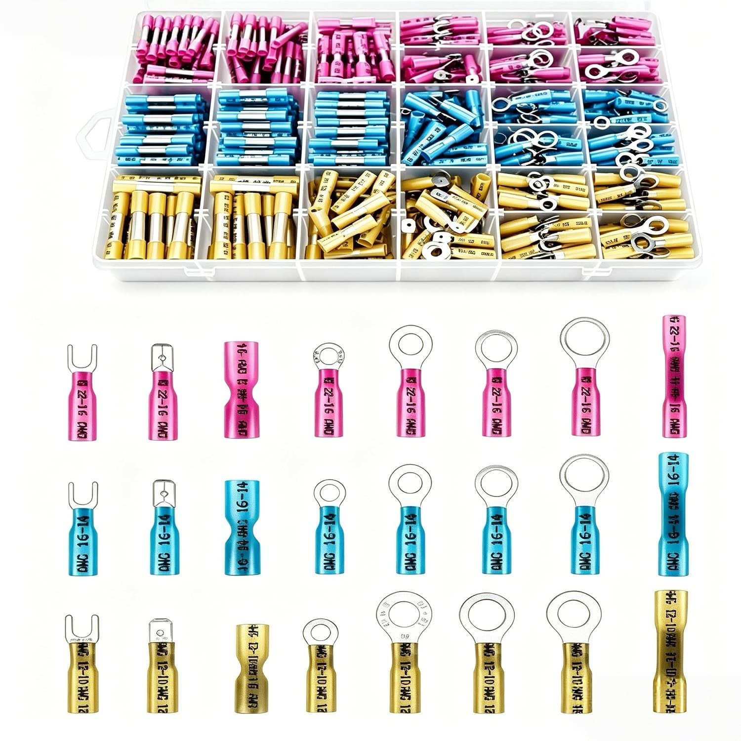 70Pcs Heat Shrink Wire Connectors Kit, Marine Grade Tinned Copper Electrical …
