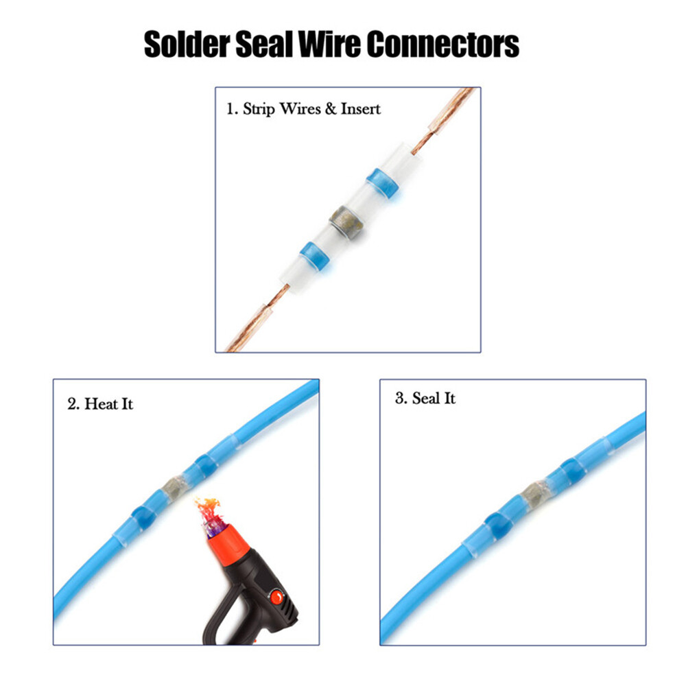 400PCS Waterproof Solder Heat Shrink Seal Sleeve Wire Butt Splice Connectors Kit