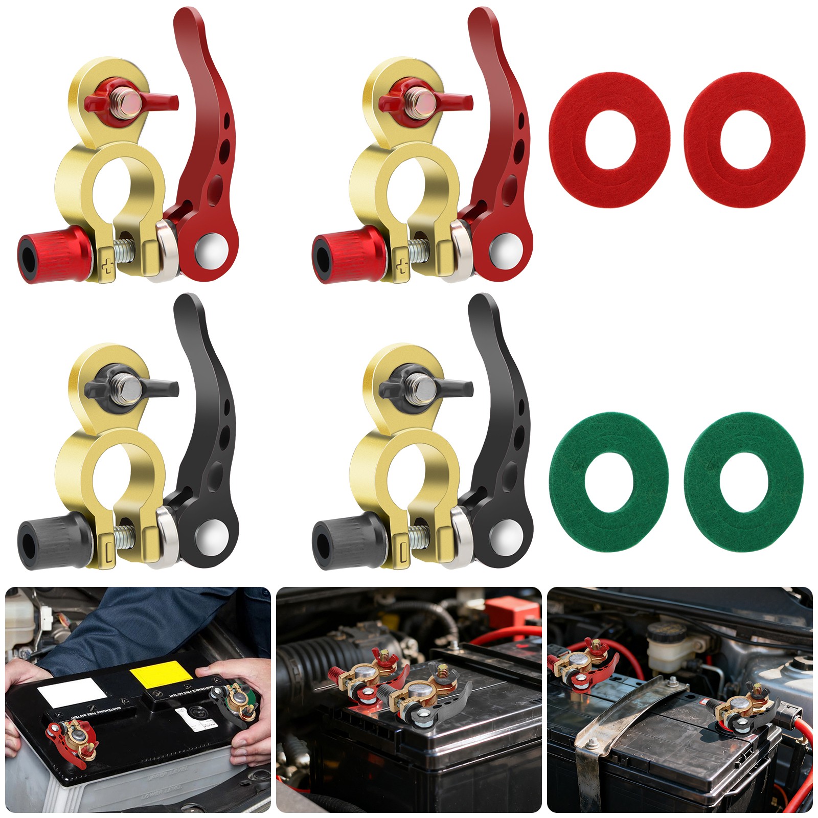 2 Pair M8 x 25mm Auto Battery Terminal Connectors Quick Disconnect for Car Truck