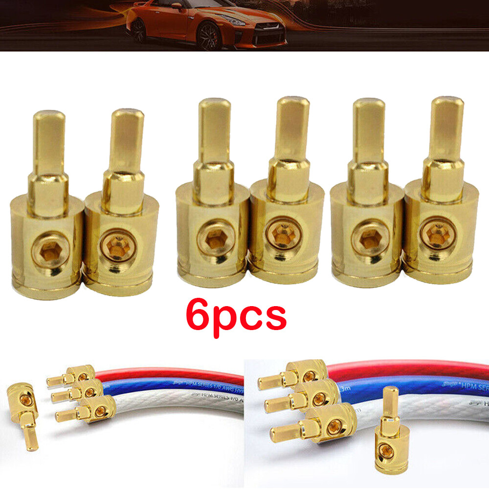 6Pcs 1/0 Gauge To 4 Gauge Pin AWG Power Wire Reducer Car Audio Amp