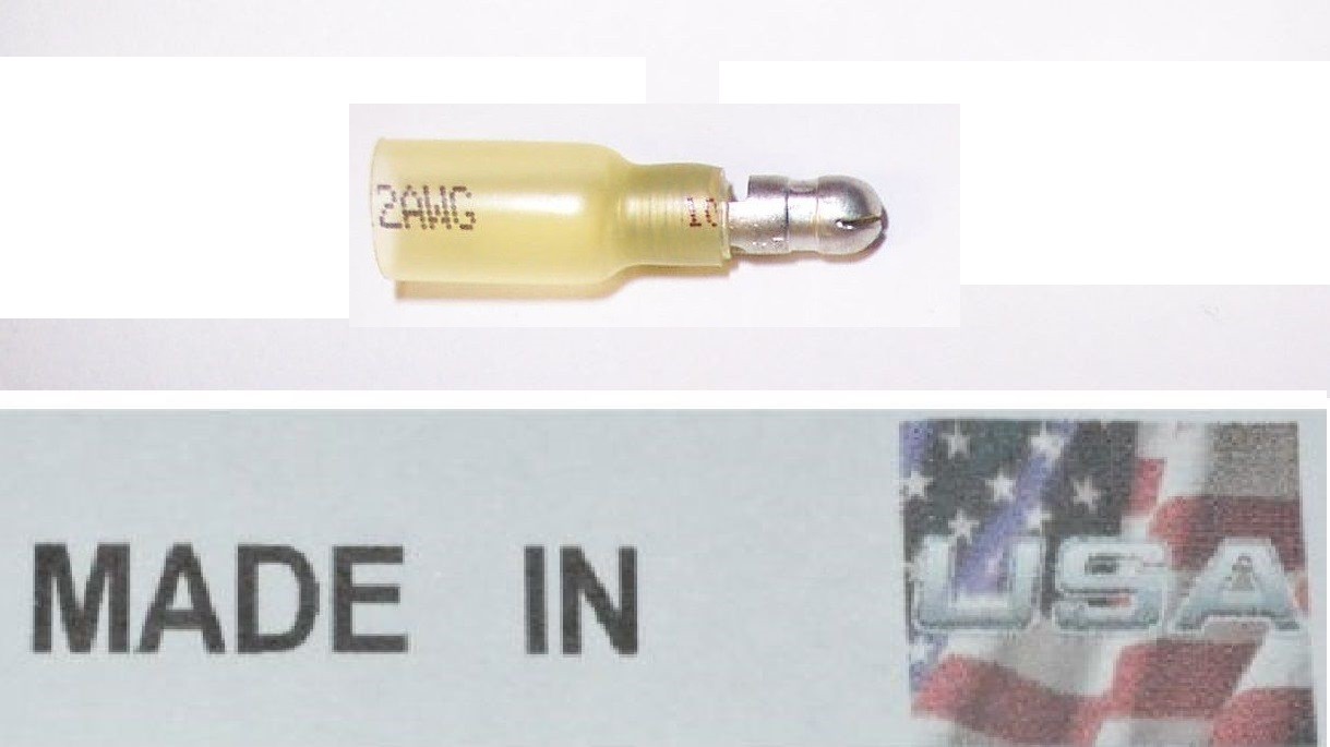 (50) YELLOW 12-10 3M HEAT SHRINK BULLET CONNECTOR (MALE) MARINE GRADE MADE USA